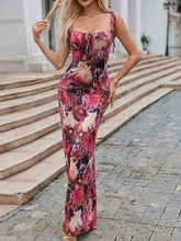 Tie Front Floral Print Maxi Dress